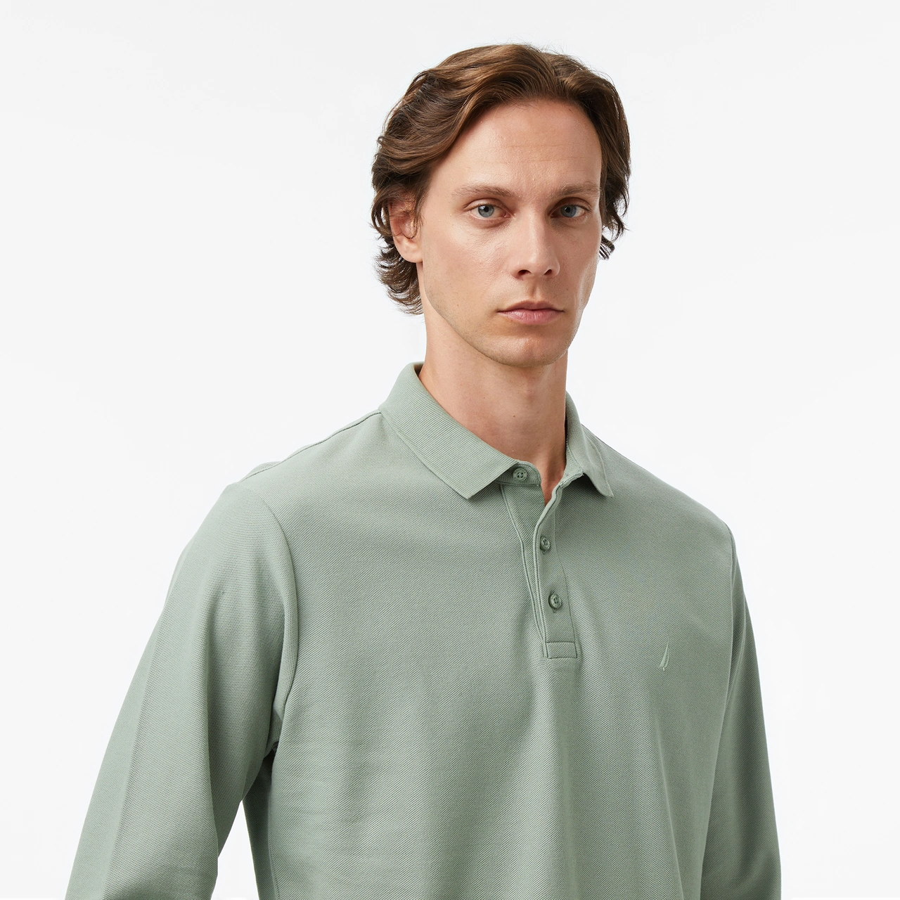 Nautica Erkek Yeşil Classic Fit Uzun Kollu Polo Yaka T-shirt Düz K57351t Yeşil