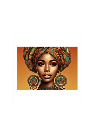 Afrikalı Kadın Portresi Tasarım Ahşap Tablo