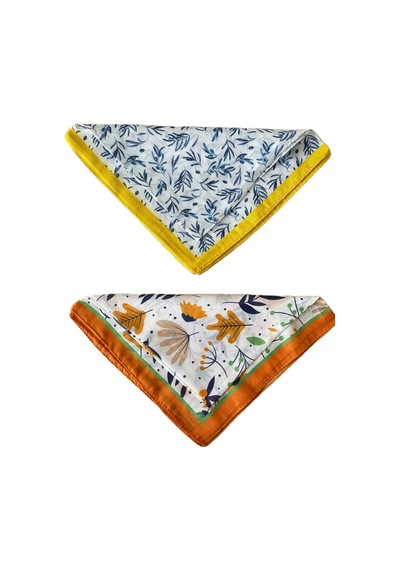 2 Li Pamuklu Bandana Seti Özel Desen Bandana Fular Çanta Aksesuarı Bandana 45x50 Cm Ekru