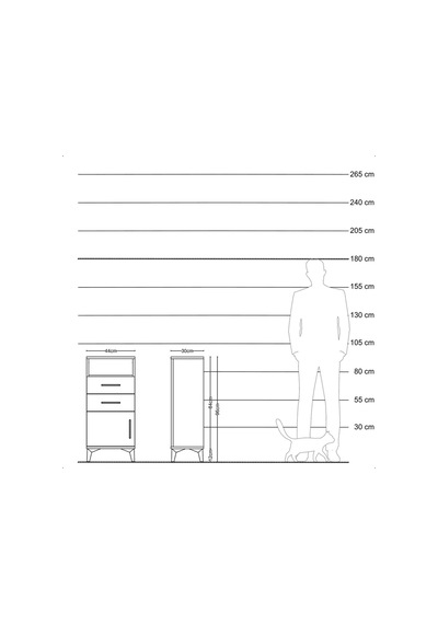 Arges Komodin Tek Raflı 2 Çekmeceli Tek Kapaklı 44x30x96 Aytaşı-çam Aytası