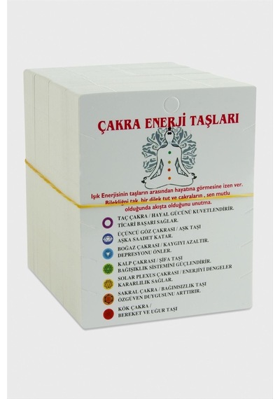 Cosmotex 3lü Çakra Enerji Taşları Bileklik Kartı-beyaz Çok Renkli