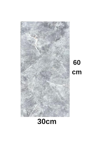60x30cm Shiny Soft Gri Mermer Desenli Yapışkanlı Mutfak Banyo Kaplama Duvar Paneli Kağıdı Cf-101 Gri