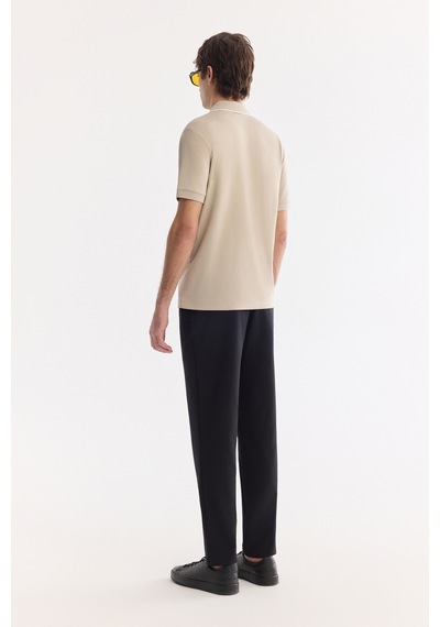 Avva Erkek Vizon Kıvrılmaz Polo Yaka Fermuarlı Bi-stretch İnterlok Regular Fit T-shirt A61y1003