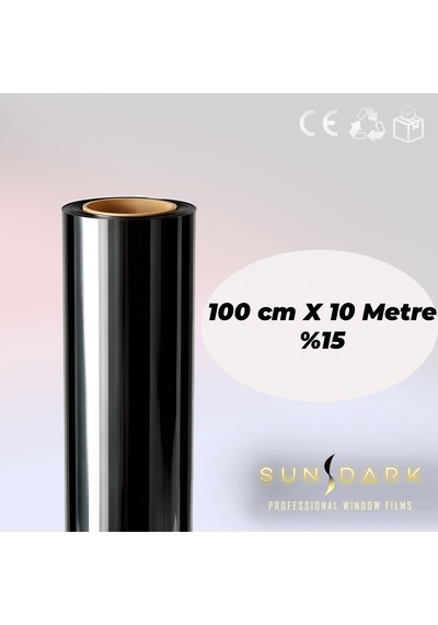 100 Cm X 10 Metre Siyah Cam Filmi %15 Ev Ofis Araç Uyumlu