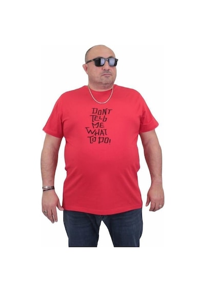 Starbattal Erkek Büyük Beden Sıfır Yaka Tişört Cool Boys 24125 Kırmızı-Kırmızı