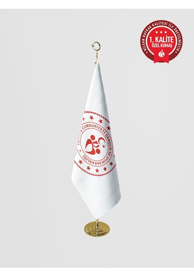 Gençlik Ve Spor Bakanlığı Makam Bayrağı - Saçaksız Gold Set 100 x 150 CM