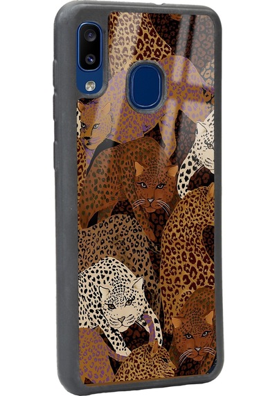 Samsung Uyumlu A30 Leoparlar Tasarımlı Glossy Telefon Kılıfı Çok Renkli
