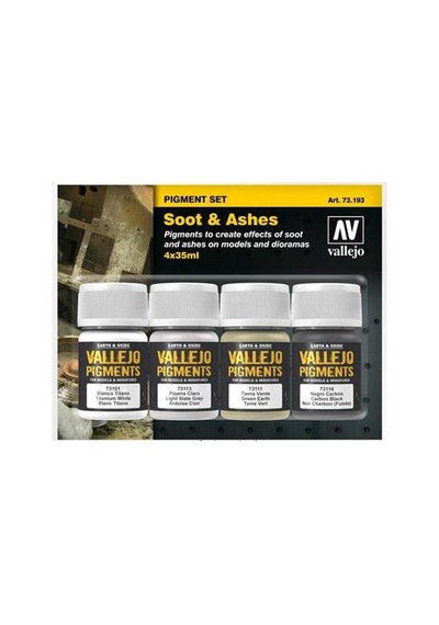 4x35 Ml. Soot & Ashes Maket Boyası Pigment Seti, Vallejo 73193 Standart