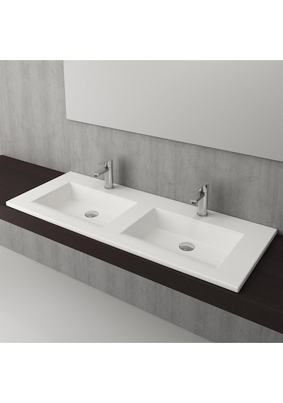 Bocchi Milano Çift Gözlü Lavabo 120 CM Parlak Beyaz 1111-001-0126