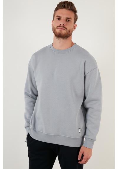 Buratti Regular Fit Bisiklet Yaka Pamuklu Içi Tüylü Yumuşak Şardonlu Erkek Sweat 5905255 Açık Gri
