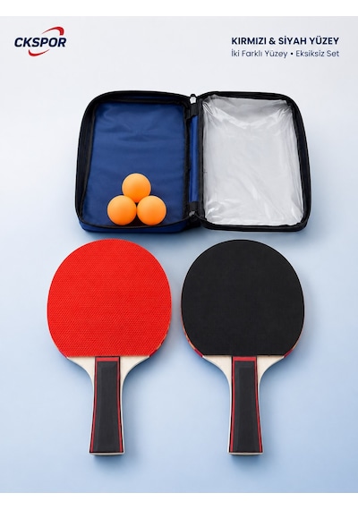 Ckspor 2 Li Masa Tenisi Raketi Seti 3 Top Ve Fermuarlı Taşıma Çantalı Ping Pong Seti