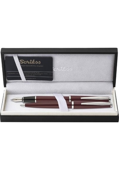 Scrikss Dolmakalem+Tükenmez 33 Lüks Kutulu Bordo