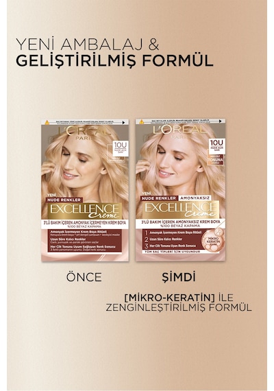 L Oréal Paris Excellence Creme Nude Renkler Saç Boyası 10u Nude Açık Sarı