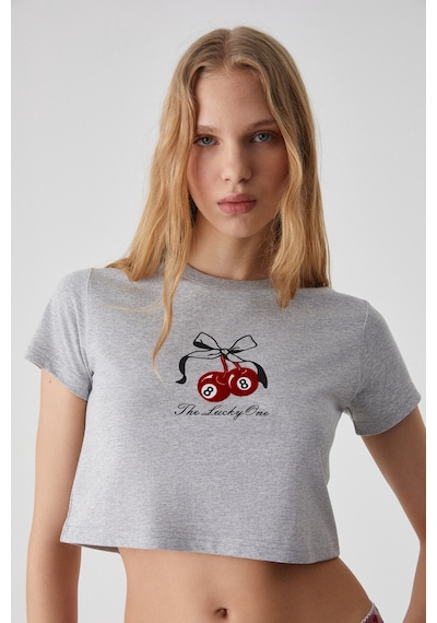 Grimelange Zennı Kadın Bisiklet Yaka Regular Baskılı Grimelanj T-shirt