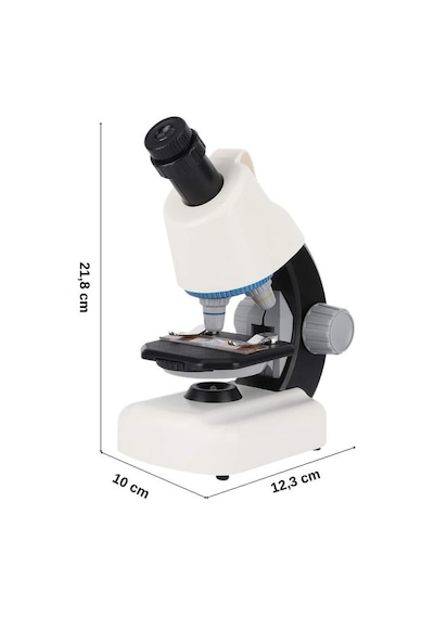 Temel Beyaz Stem Mikroskop Seti 100x 400x 1200x Plastik Gövdeli Bilim Kiti