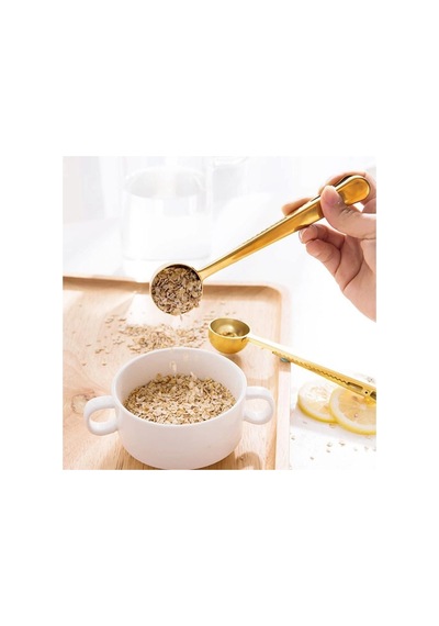 Biishe Mandallı Kahve Ölçü Kaşığı Gold Çok Fonksiyonlu Paslanmaz Çelik Kaşık Çok Renkli