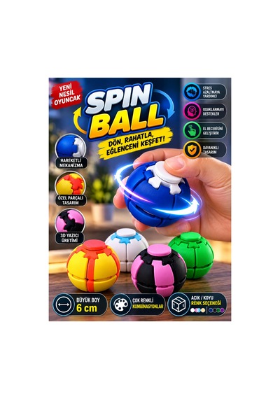 Büyük Boy Spin Ball 3d Baskı Dönen Mekanik Topu Fidget Spinner Oyuncak 6 Cm Koyu Renk Karışık - 939269687