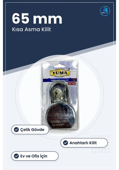Asma Kilit 65 Mm Kısa Çelik Anahtarlı Güvenlik Ev Ofis Kullanımı