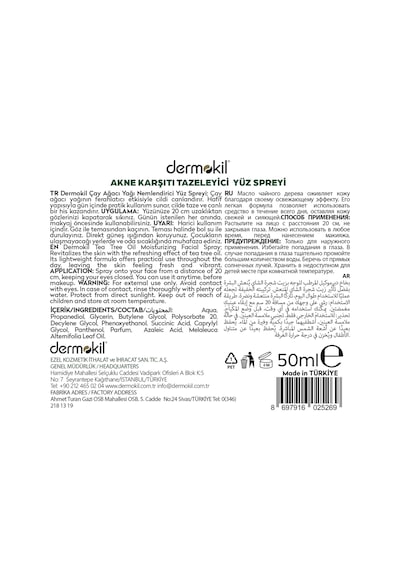 Dermokil Çay Ağacı Akne Karşıtı Yüz Spreyi 50 Ml