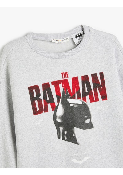 Koton Batman Sweatshirt Lisanslı Baskılı Uzun Kollu Gri 5wkb10436tk Gri