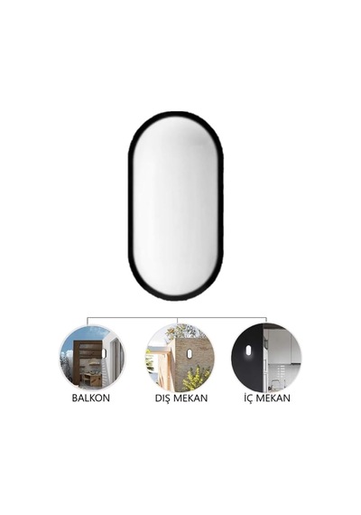 20w Bahçe Balkon Banyo Teras Duvar Led Işık Nem Su Geçirmez Siyah Kasa Beyaz Işık 6400k