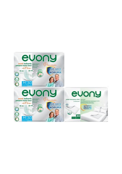 Evony Premium Hasta Bezi Bel Bantlı M 60 Adet+yatak Koruyucu 30 A M