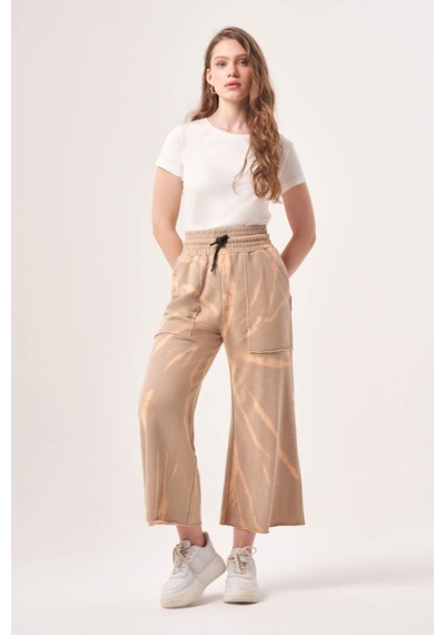 Mizalle Batik Örme Bej Pantolon Bej