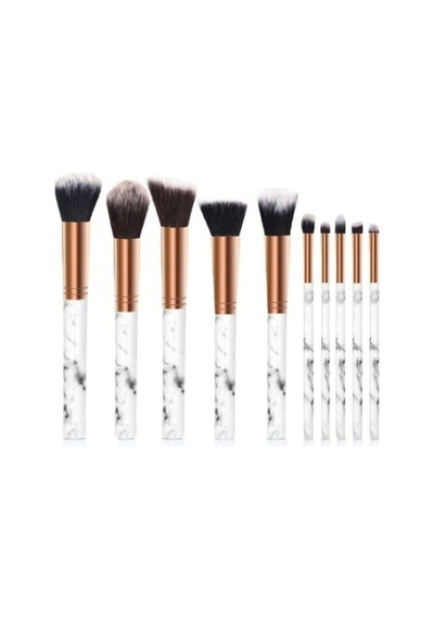 Makyaj Fırça Seti Mermer Desenli 10 Lu Set