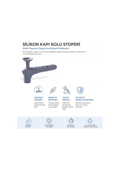 Kapı Kolu Stoperi Silikon Duvar Koruyucu Kapı Çarpma Önleyici Tampon Vantuzlu 16 Cm