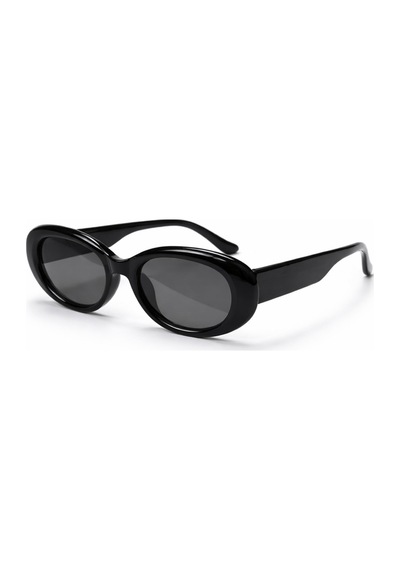 Jurvin Siyah Retro Oval Kalın Kemik Çerçeve Unisex Uv400 Vintage Retro Güneş Gözlüğü