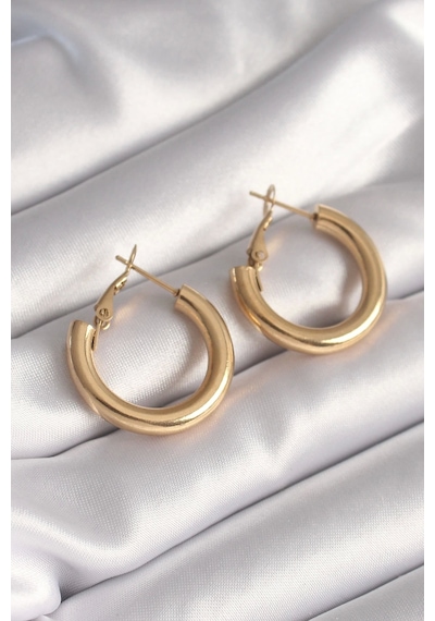 316l Çelik Gold Renk Halka Model Kadın Küpe Çok Renkli