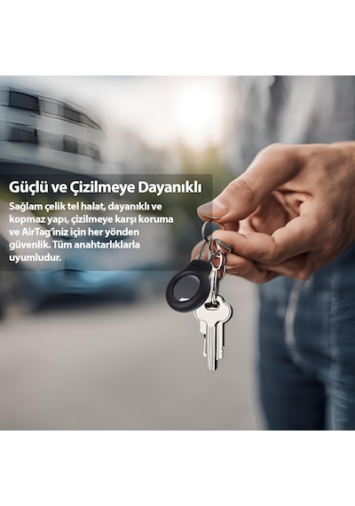 Buff Tagsafe Rope Steel Taşınabilir Anahtarlık Apple Uyumlu AirTag Kılıf White