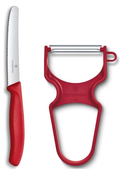 Victorinox 6.7111.23 Swiss Classic Soyma Bıçağı + Soyacak 2li Set, Kırmızı