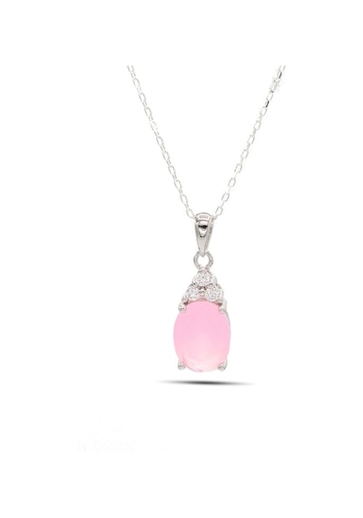 Midyat Nurtaş Gümüş 201021903 Pembe Kuvars ve Zirkon Taşlı 925 Ayar Gümüş Kadın Kolye