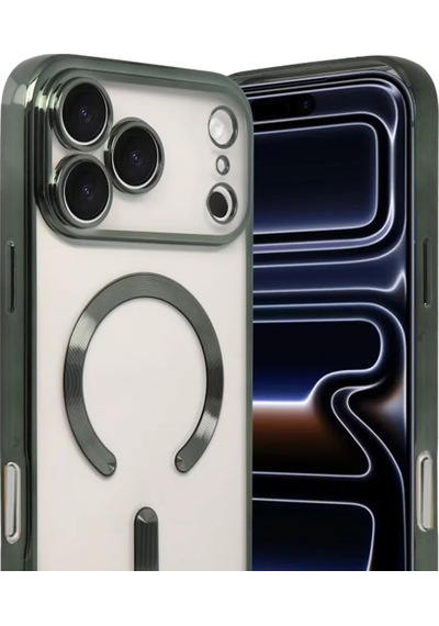 Newface Apple Uyumlu İphone 17 Pro Max Kross Magneticsafe Kapak - Koyu Yeşil - Özel Seri 8683140878900