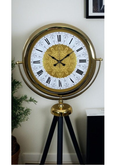 Gold Asalet Tripod Ayaklı Saat Osmanlı Motifli