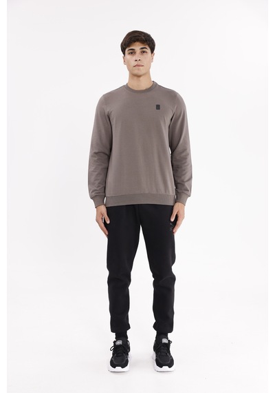 Rowinger Minimal Logolu Bisiklet Yaka Ribana Manşetli Rahat Kalıp Mevsimlik Sweatshirt Antracite