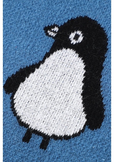 Kız Ve Erkek Bebek Için Triko Örgü Bebek Battaniyesi Mavi Penguen 90cm X110cm Mavi2 Mavi2