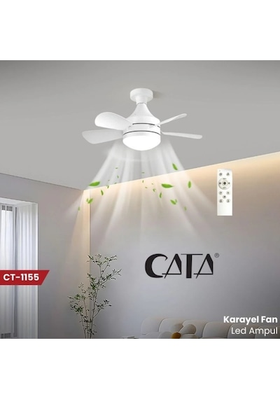Cata Karayel Fan Led Işıklı Vantilatör 82w Kumandalı Ampul 3 Renk 3 Renk Kumandalı
