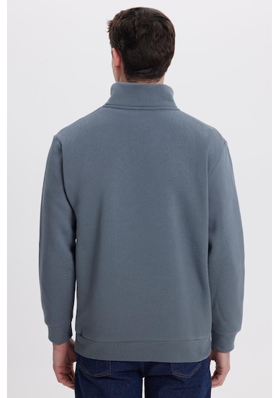 Tudors Unisex Relax Fit Rahat Kesim Pamuklu İçi Polarlı Yarım Fermuarlı Gri Dik Yaka Sweatshirt-35172 Gri Tudors Unisex Relax Fit Rahat Kesim Pamuklu İçi Polarlı Yarım Fermuarlı Gri Dik Yaka Sweatshirt-35172 Gri