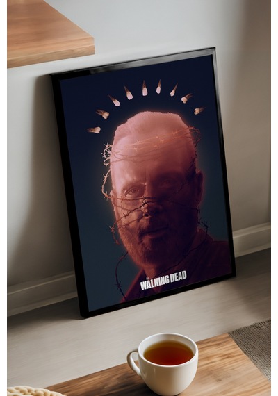 The Walking Dead Rick Grimes Siyah Ahşap Çerçeveli Poster, Dizi Duvar Tablosu