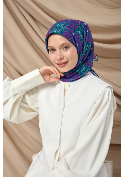 Silk Home Soft Eşarp 73093-06 Saks, Yeşil, Çilek Kırmızısı, Mavi