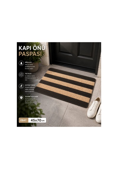 Delta Cc003a Bej Kaymaz Taban Nem Alıcı Toz Alıcı Kapı Önü Paspası Uv Dayanıklı 45x70 Cm