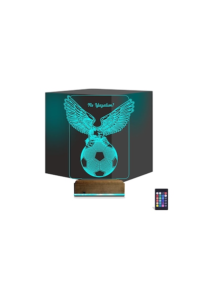 Luvivia Kartal Futbol Topu Kişiye Özel 3d Lamba - Masa Gece Lambası Şeffaf