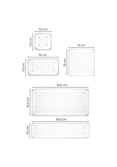 Vienev 8li Şeffaf Çekmece İçi Düzenleyici Organizer 2x B.k. Dkdrtgn K.kare 1x D.dkdrtgn B.kare