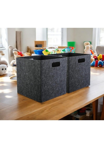 Dolap İçi Düzenleyici 1 Adet Organizer 3mm Keçe 32x32x32 Cm Çok Amaçlı Keçe Kutu Antrasit