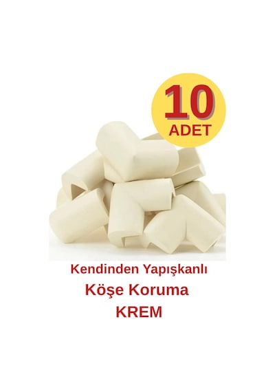 Kendinden Yapışkanlı 10 Adet Krem Kum Bej Bebek Çocuk Köşe Koruma Masa Sehpa Mobilya Kenar Koruyucu