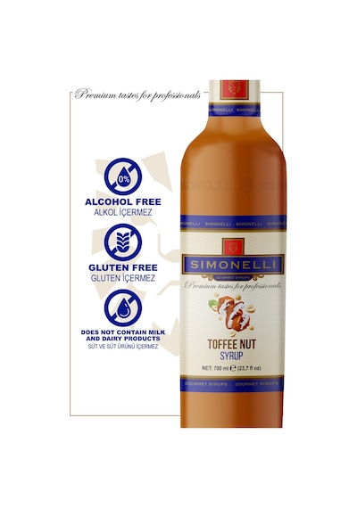Simoenlli Kahve Şurubu Toffee Nut Aromalı 700 ML + Pompa Simonelli
