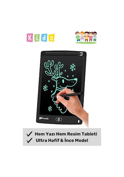 Premium Lcd Ekranlı Kalemli Dijital Çizim Tableti Yazı Tahtası Boyama Resim 8,5 Inç Akıllı Tablet Çok Renkli