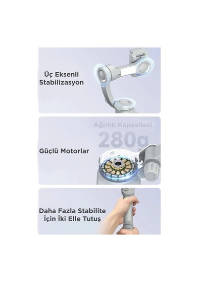 Özel Seri Çekim Aracı Destek Ayağı Telefon Tutucu Tripod Gimbal Selfie Çubuğu M01 Gri